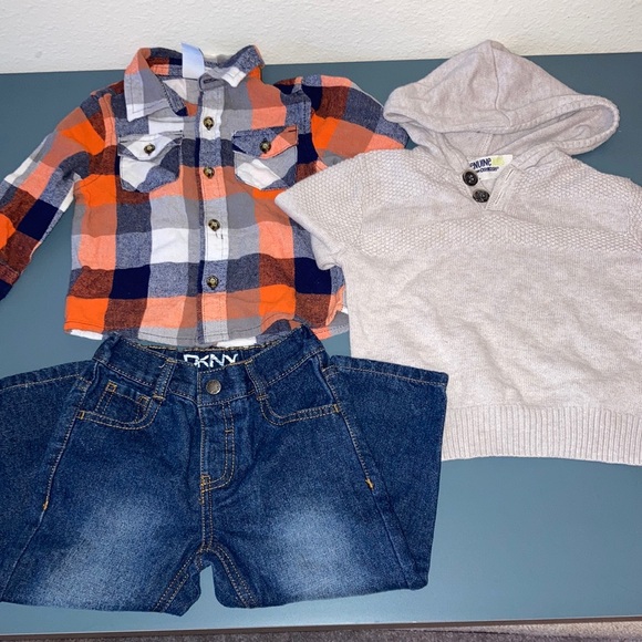 Boys Sweater, plaid top, and jeans - Picture 2 of 7